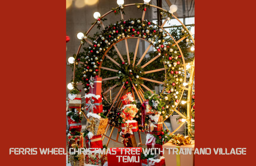 ferris wheel christmas tree with train and village temu 